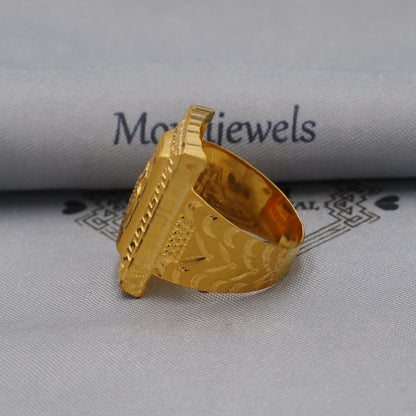 Clubs Greek Key 22k Gold Ring Indian Jewelry, K6004
