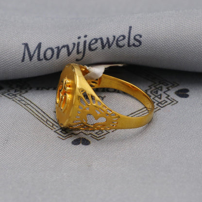 om aum gold big ring, Handmade 22k Gold Ring Indian Jewelry, K6007