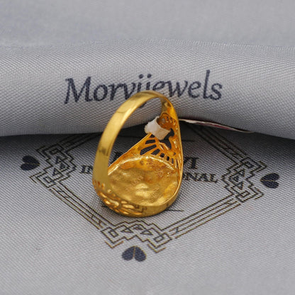 om aum gold big ring, Handmade 22k Gold Ring Indian Jewelry, K6007