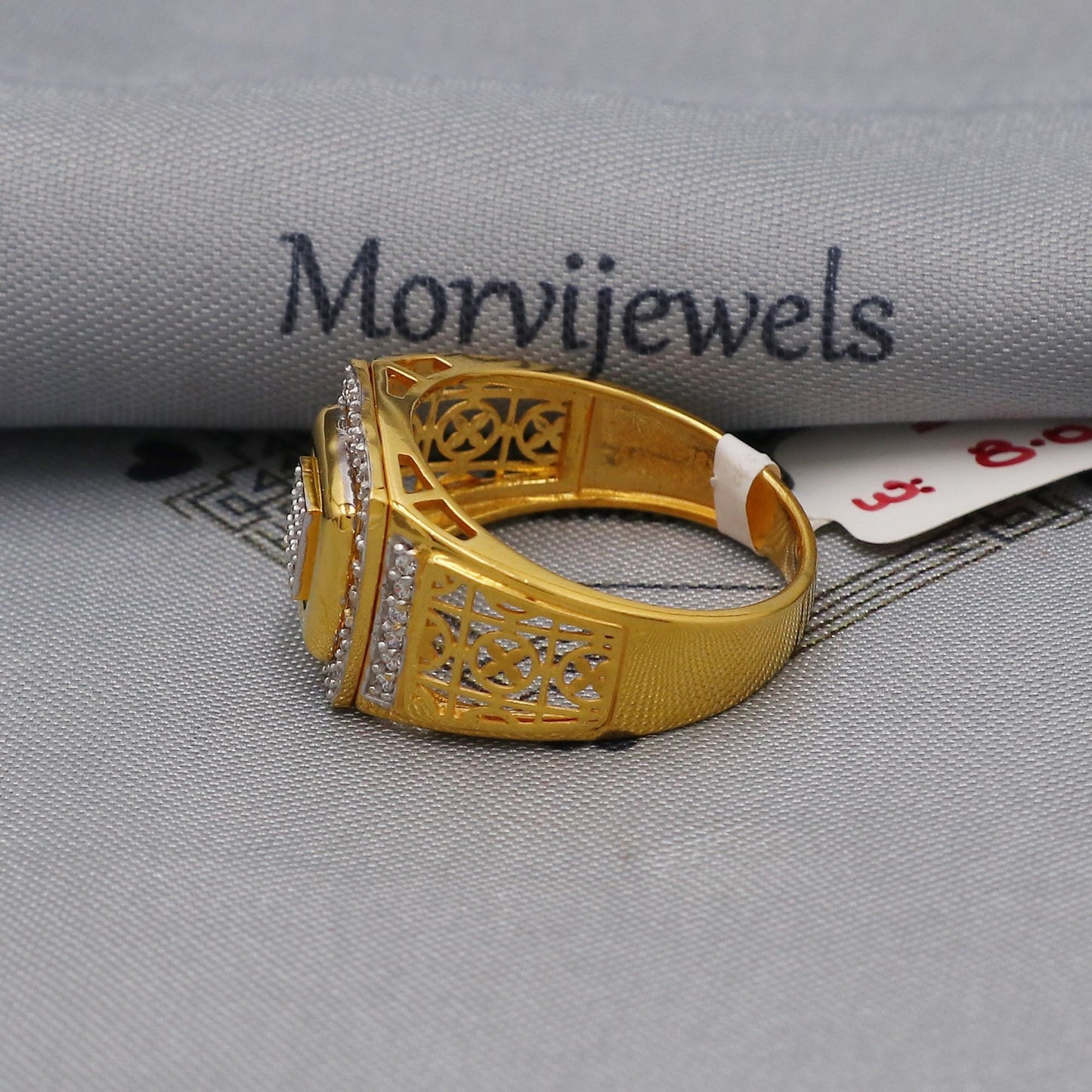 multi cz zircon stone ring Handmade 22k Gold Ring Indian Jewelry, K6015