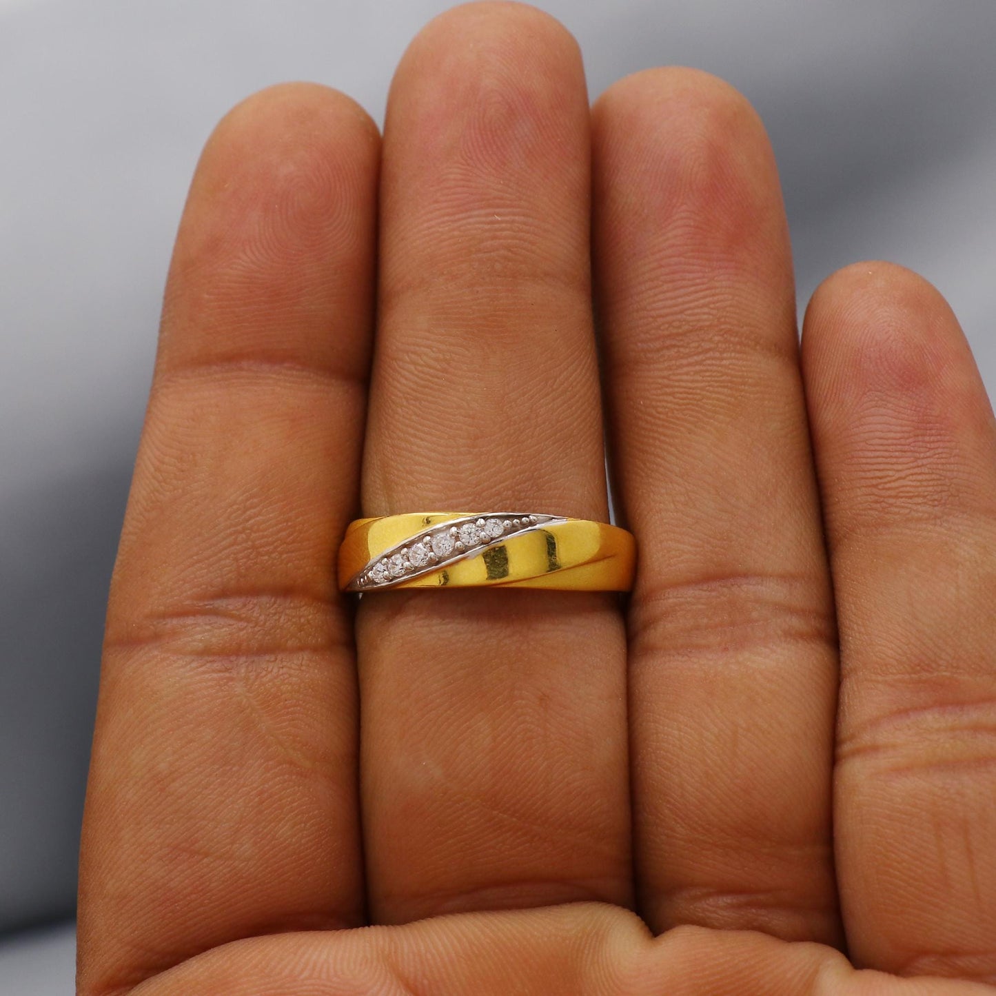 zircon stone ring Handmade 22k Gold Ring Indian Jewelry, K6016