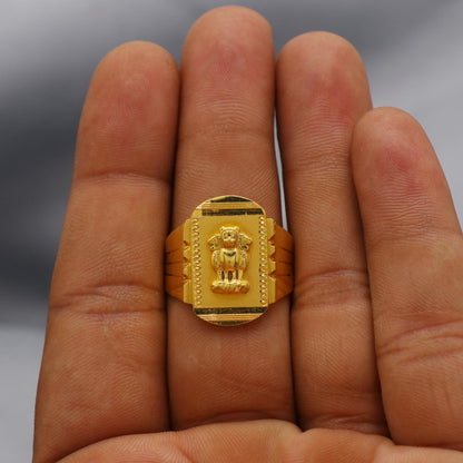 Handmade 22k Gold Ring Indian Jewelry, Ashoka Emblem Ring, K6017