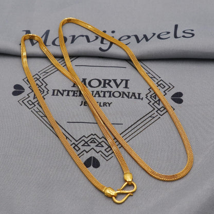 22K Gold Box Chain Necklace, Yellow Gold Box Chain, Women Chain Necklace Jewelry, Elegant Chain Indian Necklace, Gift For Her, K6029