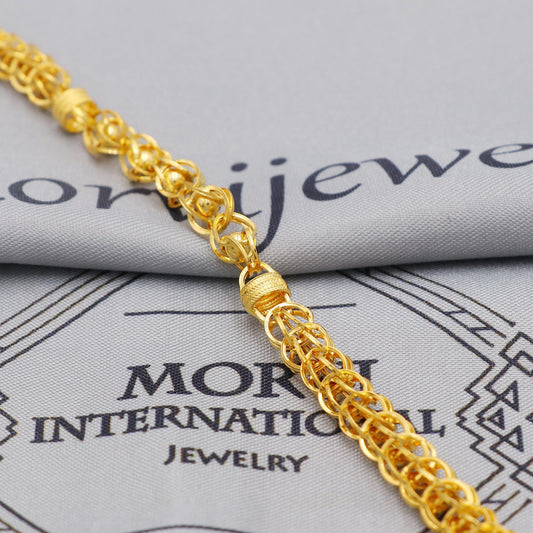 22K Gold Cable Chain Necklace, Round links Yellow Gold Chain, Unisex Chain Necklace Jewelry, Elegant Chain Indian Mala Necklace Gift, K6030