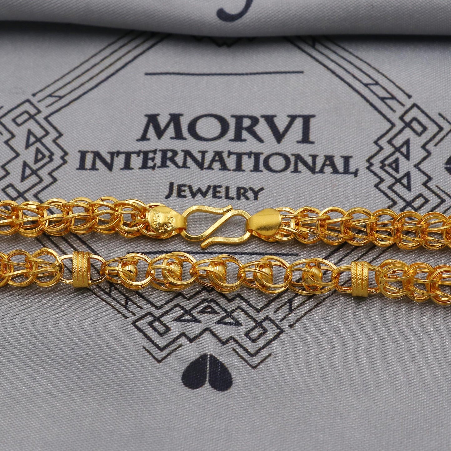 22K Gold Cable Chain Necklace, Round links Yellow Gold Chain, Unisex Chain Necklace Jewelry, Elegant Chain Indian Mala Necklace Gift, K6030