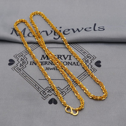 22K Gold Rolo Chain Necklace, Round links Yellow Gold Chain, Unisex Chain Necklace Jewelry, Elegant Chain Indian Mala Necklace Gift, K6031