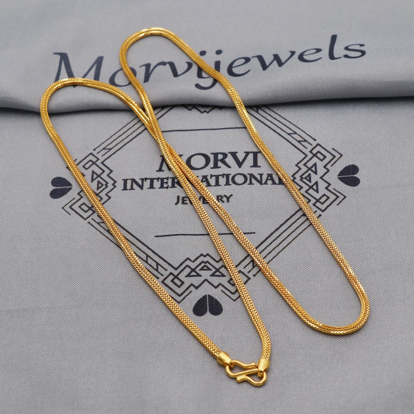 22K Gold Box Chain Necklace, Yellow Gold Box Chain, Women Chain Necklace Jewelry, Elegant Chain Indian Necklace, Gift For Her, K6032