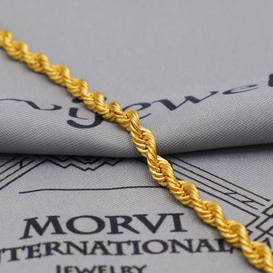22K Yellow Gold Rope Chain Necklace, Yellow Gold Twisted Rope Chain, 4.5mm rope chain Indian Necklace, unisex chain Necklace Jewelry, K6034