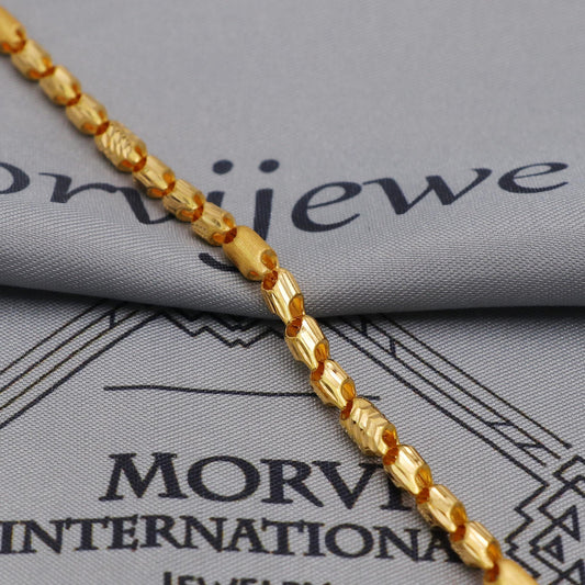 22K Yellow Gold Fancy Franco Chain Necklace, Yellow Gold Franco Chain, 22kt Indian Necklace, unisex chain Necklace Jewelry, K6034