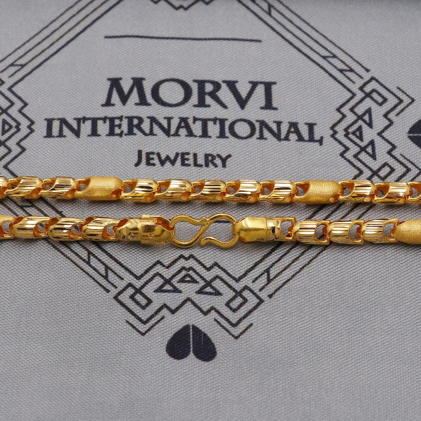 22K Yellow Gold Fancy Franco Chain Necklace, Yellow Gold Franco Chain, 22kt Indian Necklace, unisex chain Necklace Jewelry, K6034