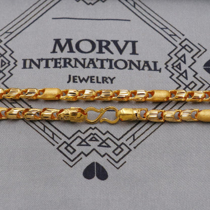 22K Yellow Gold Fancy Franco Chain Necklace, Yellow Gold Franco Chain, 22kt Indian Necklace, unisex chain Necklace Jewelry, K6034