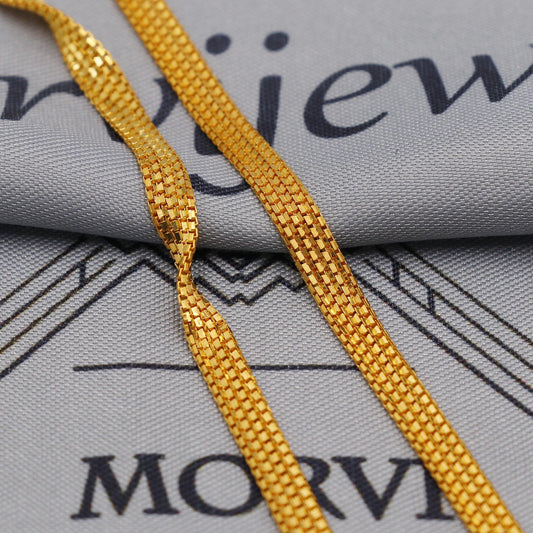 22K Gold Box Flat Chain Necklace, Yellow Gold Box Chain, Women Chain Necklace Jewelry, Elegant Chain Indian Necklace, Gift For Her, K6037