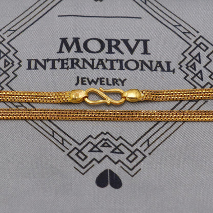 22K Gold Box Flat Chain Necklace, Yellow Gold Box Chain, Women Chain Necklace Jewelry, Elegant Chain Indian Necklace, Gift For Her, K6037