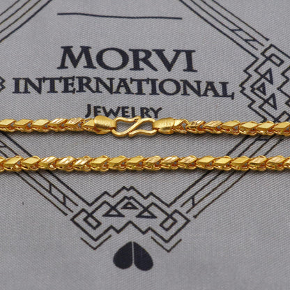 22K gold franco diamond shape chain, yellow gold capped chain, special Indian Necklace, unisex chain Necklace Jewelry, K6039