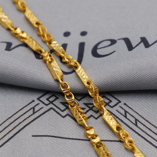 22K Yellow Gold Fancy Franco Chain Necklace, Yellow Gold Franco Chain, 22kt Indian Necklace, unisex chain Necklace Jewelry, K6040