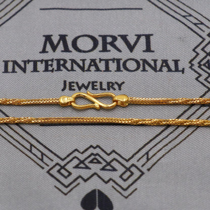 Twisted 22K Gold Box Square Chain Necklace, Yellow Gold Box Chain, Women Chain Necklace Jewelry, Chain Indian Necklace, Gift For Her, K6042