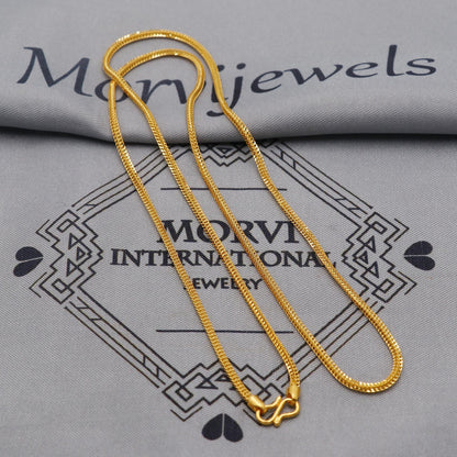 22K Gold curb link square chain necklace, Yellow Gold square Chain, Handmade Indian Necklace, real gold chain Necklace, K6044