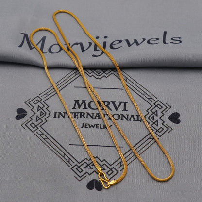22K Gold Box Chain Necklace, Yellow Gold Box Chain, Women Men Chain Necklace Jewelry, Elegant Chain Indian Necklace, Gift For Her, K6046