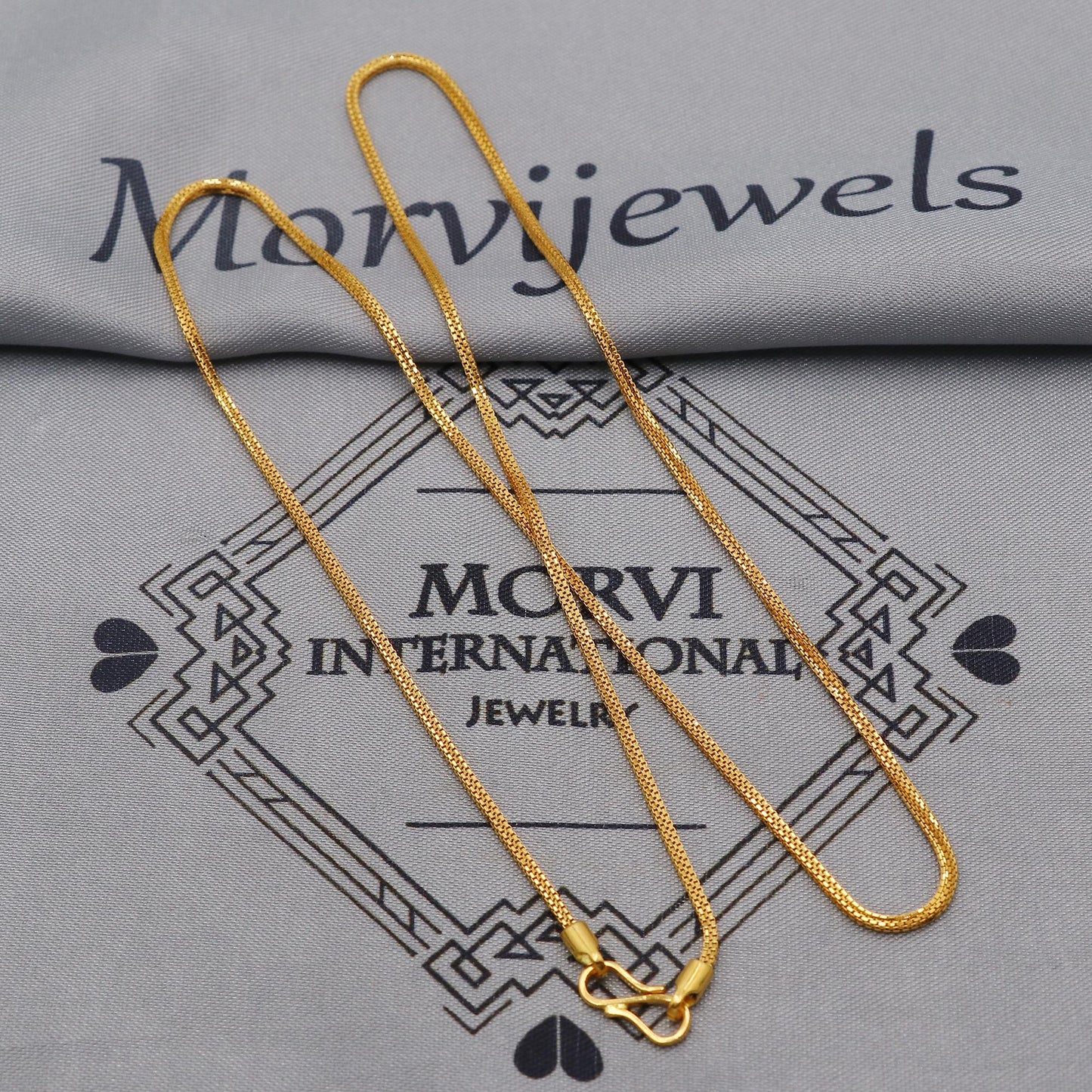 22K Gold Box Chain Necklace, Yellow Gold Box Chain, Women Men Chain Necklace Jewelry, Elegant Chain Indian Necklace, Gift For Her, K6047