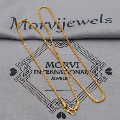 22K Gold Box Chain Necklace, Yellow Gold Box Chain, Women Men Chain Necklace Jewelry, Elegant Chain Indian Necklace, Gift For Her, K6047