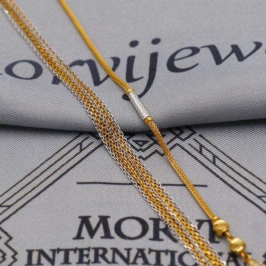 Pure Gold Necklace curb Chain in 22k Yellow Gold, Gold Bead Style Chain, indian multi layer gold chain necklace jewelry, beads chain, K6061