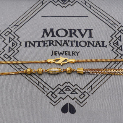 Pure Gold Necklace curb Chain in 22k Yellow Gold, Gold Bead Style Chain, indian multi layer gold chain necklace jewelry, beads chain, K6061