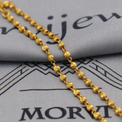 22k Gold Chain Beads Necklace Jewelry, Diamond Cut Beads 22kt Chain, Indian Gold Chain, Party Wear Chain, Indian Handmade Chain Jewelry