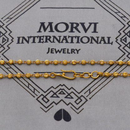 22k Gold Chain Beads Necklace Jewelry, Diamond Cut Beads 22kt Chain, Indian Gold Chain, Party Wear Chain, Indian Handmade Chain Jewelry