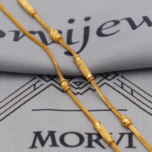 22k Gold Box Chain Beads Necklace Jewelry, granulated Beads 22kt Chain, Indian Gold Chain, Party Wear Chain, Indian Handmade Chain Jewelry