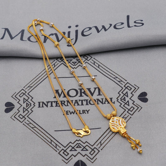 Designer 22k Gold Pendant Necklace Jewelry, Beads 22kt Jewelry Chain, Indian Gold Necklace, Party Wear Chain, Indian Handmade Chain Jewelry