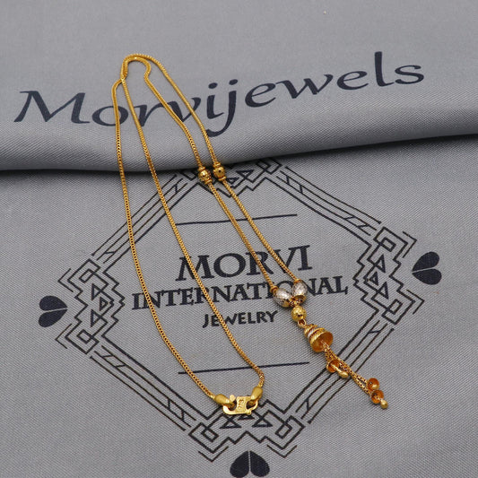 Dangling Beads Foxtail chain 22k Gold Necklace Jewelry, Beads 22kt Jewelry Chain, Indian Gold Necklace, Party Wear Indian Chain Jewelry