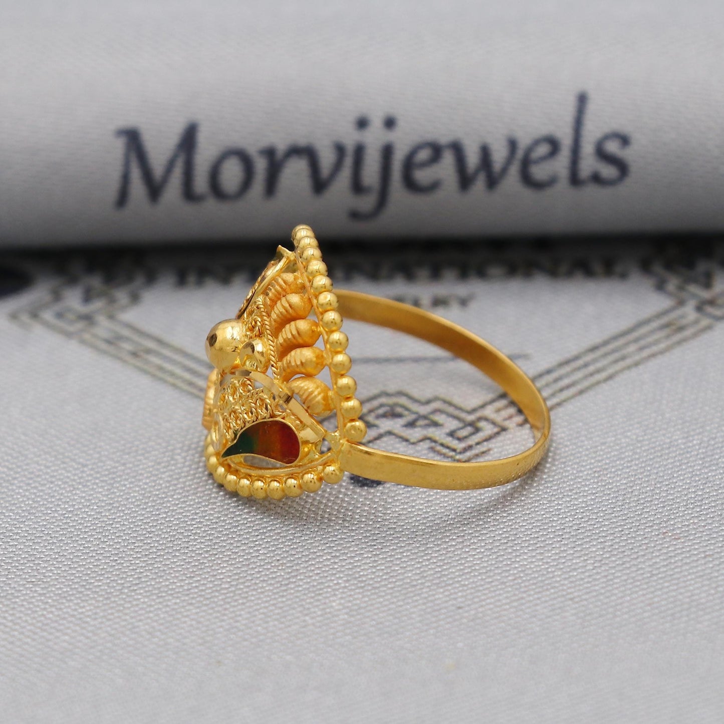22k pure solid gold handmade ring . genuine 916 gold purity with government hallmarks . Indian jewelry, Oval Shape Women Ring, K6115