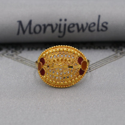 22k pure solid gold handmade ring . genuine 916 gold purity with government hallmarks . Indian jewelry, Oval Shape Women Ring, K6117