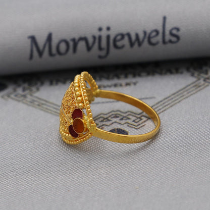 22k pure solid gold handmade ring . genuine 916 gold purity with government hallmarks . Indian jewelry, Oval Shape Women Ring, K6117