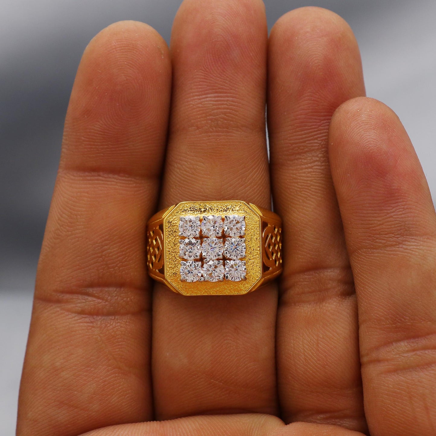 multi cz zircon stone ring Handmade 22k Gold Ring Indian Jewelry, K6023