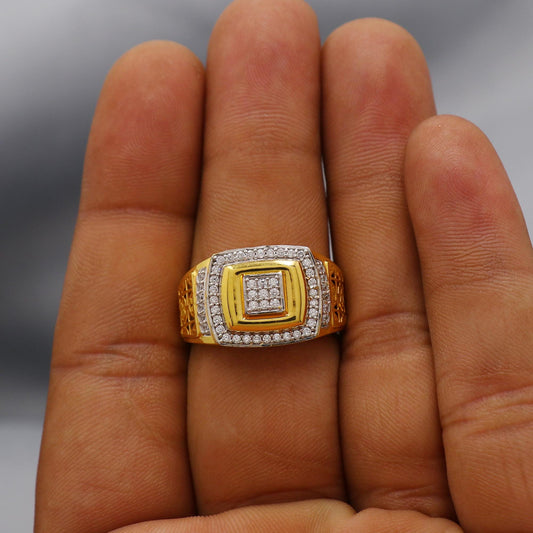multi cz zircon stone ring Handmade 22k Gold Ring Indian Jewelry, K6015