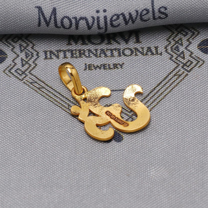 22k Gold Om Amulet Pendant: Handmade Hindu Jewelry