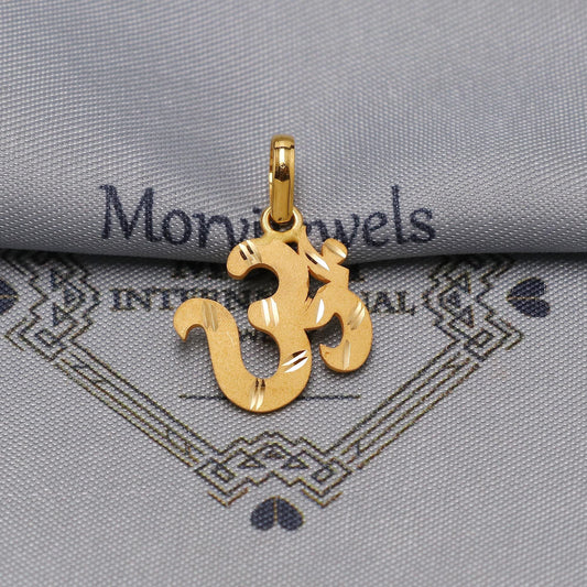 22k Gold Om Amulet Pendant: Handmade Hindu Jewelry