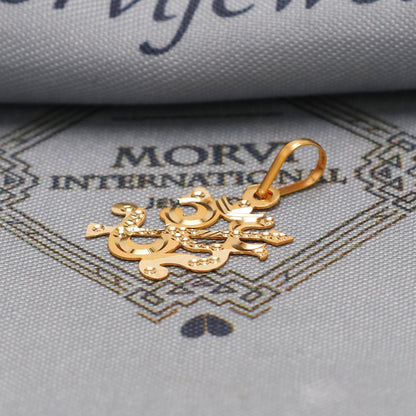 20k 18k Yellow Gold Lord Shiva Trishul Pendant: Indian Aum Jewelry