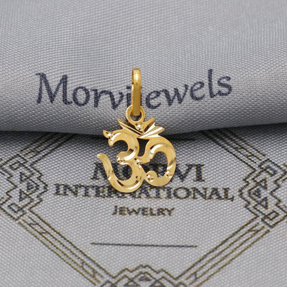 20k 18k Yellow Gold Lord Shiva Om Charms Pendant: Indian Jewelry Gift