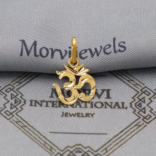 20k 18k Yellow Gold Lord Shiva Om Charms Pendant: Indian Jewelry Gift
