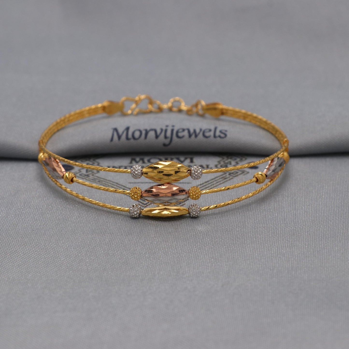 22k Gold Bangle Bracelet: Twisted Wire Design, Handmade Jewelry