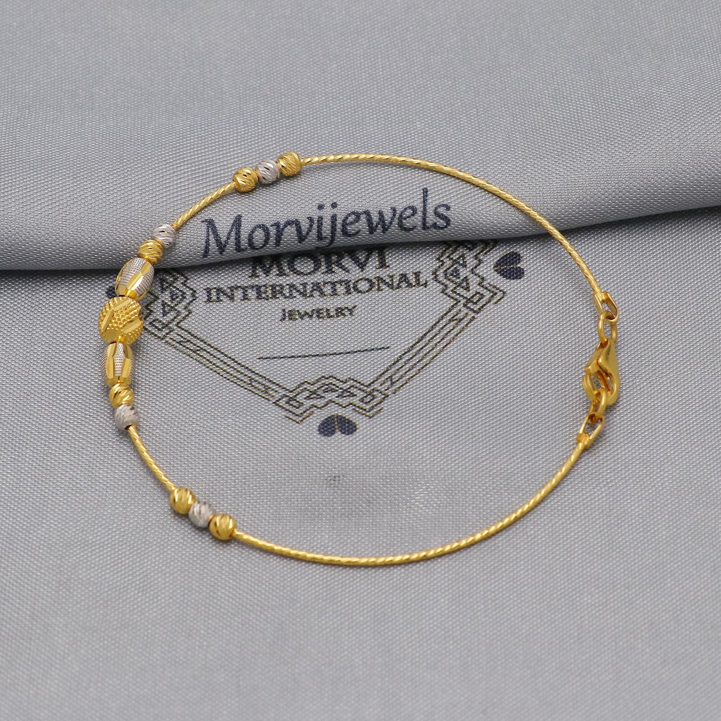 22k Gold Bangle Bracelet: Twisted Wire Design, Flexible Two-Tone Jewelry
