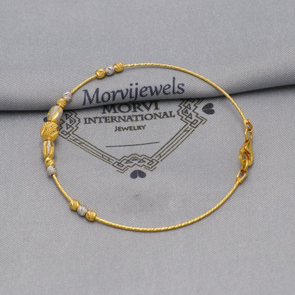 22k Gold Bangle Bracelet: Twisted Wire Design, Flexible Two-Tone Jewelry