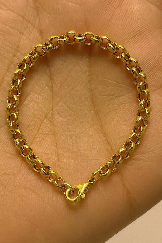 22k Gold Bracelet Chain Handmade Custom Order, Yellow Gold Bracelet, rolo