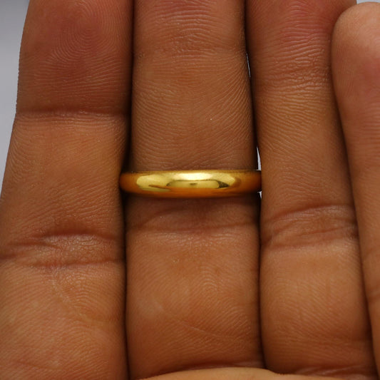 Handmade 22k Solid Gold Band Ring: Hand Carved Real Gold