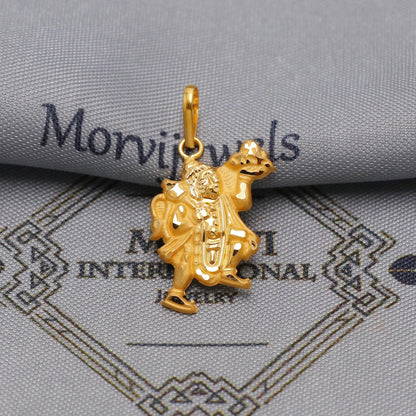 20k 18k Yellow Gold Hanuman Pendant: Indian God Balaji Jewelry