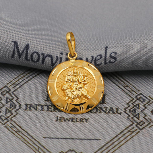 20k Gold Maa Durga Pendant: Indian Hindu Goddess Jewelry