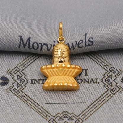 20k Yellow Gold Shivling Pendant: Indian God Shiva Jewelry