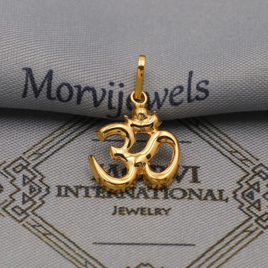 Handmade 20k Gold Aum Om Pendant: Lightweight Indian Jewelry